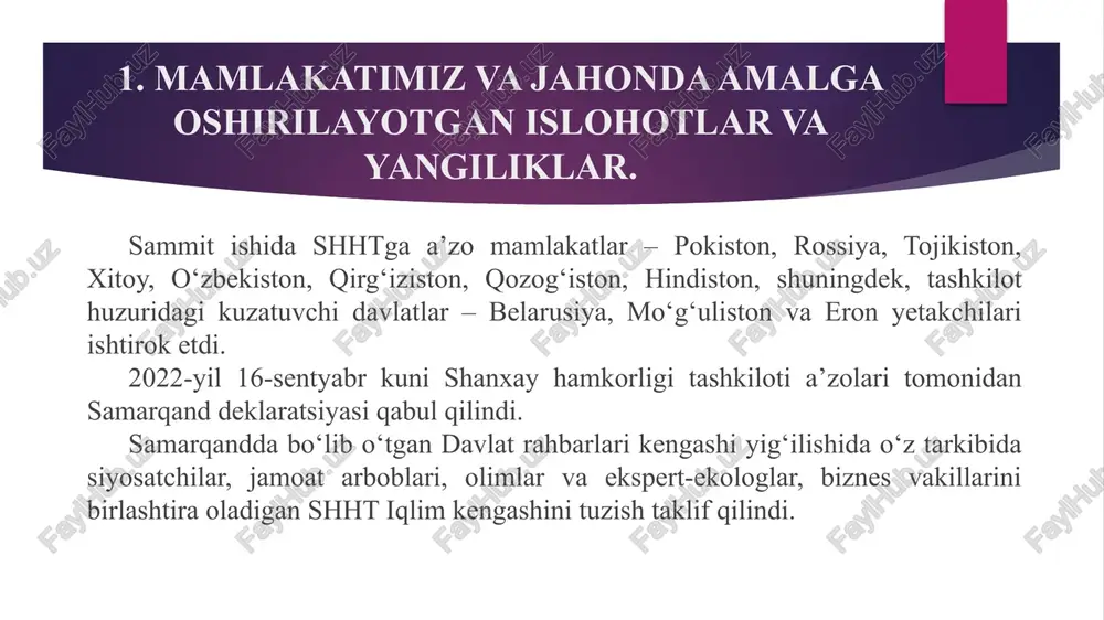 b, ko‘p zahmatlar oqibatida sening kamol topishingga sababchi bo‘lgan utozlar ma’naviy ota-onalardir. ilm, kasb o‘rganish xalq iborasida igna bilan quduq qazish kabidir. bu yo‘lda senga rahnamo bo‘lgan ustozlarning oldida umr bo‘yi qarzdorsan”, deydilar. 2. “1-oktabr — o‘qituvchi va murabbiylar kuni” “sizlarning yoshlarimiz qalbi va ongiga ona vatanga muhabbat va sadoqat tuyg‘usini singdirish, ularni turli tahdidlardan asrash, komil inson etib, voyaga yetkazish yo‘lidagi beqiyos xizmatlaringizni barcha ota-onalar, jamoatchiligimiz, butun xalqimiz yaxshi biladi va yuksak qadrlaydi”. shavkat mirziyoyev 2. “1-oktabr — o‘qituvchi va murabbiylar kuni” hurmatli talabalar! maktabda birinchi o‘qituvchingiz va sizni hayotingizda katta iz qoldirgan ustozingiz bilan oxirgi marta qachon muloqot qilgansiz? 2. “1-oktabr — o‘qituvchi va murabbiylar kuni” ustoz sohibqiron yotar ustoz poyida, jomiyni pir tutgan navoiy hazrat. ustoz buyuk degan buyuk qoida bu qaytar dunyoda azaliy hikmat. aflotunga shogird edi arastu, ul shogirdga shogird bo‘ldi iskandar. bu oltin silsila davomi mangu, o‘zi ustoz bo‘lar ustoz ko‘rganlar. bormi murabbiydan baxtliroq …