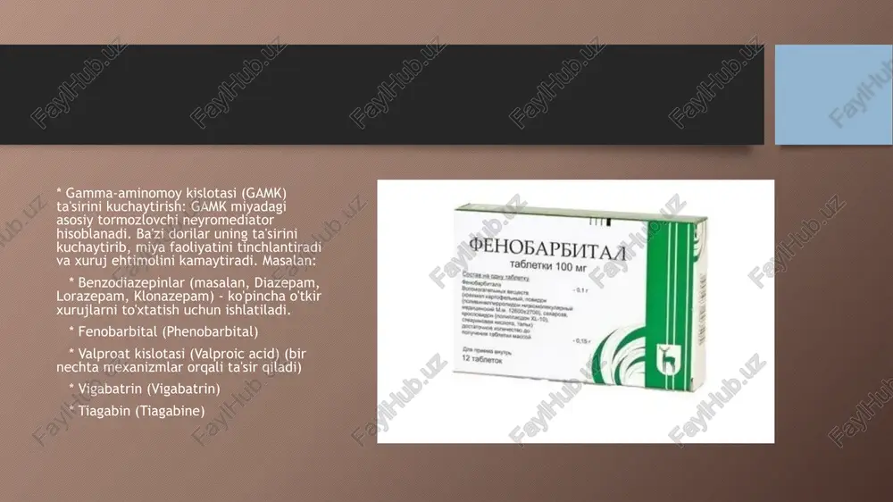 (mao) fermentini ingibirlash: ba'zi stimulyatorlar (kichik darajada) mao fermenti faolligini pasaytirishi mumkin. bu ferment katexolaminlarni parchalaydi, shuning uchun uning ingibirlanishi neyromediatorlar miqdorini oshiradi. ushbu mexanizmlar natijasida miyaning ma'lum sohalarida (masalan, prefrontal po'stloq, limbik tizim, bazal gangliyalar) neyronal faollik kuchayadi. farmakokinetikasi: * so'rilishi (absorption): ko'pchilik psixostimulyatorlar og'iz orqali qabul qilinganda me'da-ichak traktidan yaxshi so'riladi. ba'zilari (masalan, kokain) shilliq pardalar orqali yoki ingalyatsion yo'l bilan ham tez so'rilishi mumkin. in'ektsion yuborish ham tez ta'sir boshlanishini ta'minlaydi. * taqsimlanishi (distribution): psixostimulyatorlar odatda lipofil (yog'da eruvchan) bo'lgani uchun organizm to'qimalariga, shu jumladan qon-miya to'sig'idan oson o'tib, markaziy nerv tizimiga yaxshi taqsimlanadi. metabolizmi (metabolism): asosan jigarda turli ferment tizimlari (masalan, sitoxrom p450) ishtirokida metabolizmga uchraydi. ba'zi psixostimulyatorlar faol metabolitlar hosil qilishi mumkin. * chiqarilishi (excretion): metabolitlar va o'zgarmagan qismi asosan buyraklar orqali siydik bilan chiqariladi. chiqarilish tezligi siydikning ph darajasiga bog'liq bo'lishi mumkin. yarim yemirilish davri (organizmdan yarmining chiqarilish vaqti) preparatga qarab bir necha soatdan …