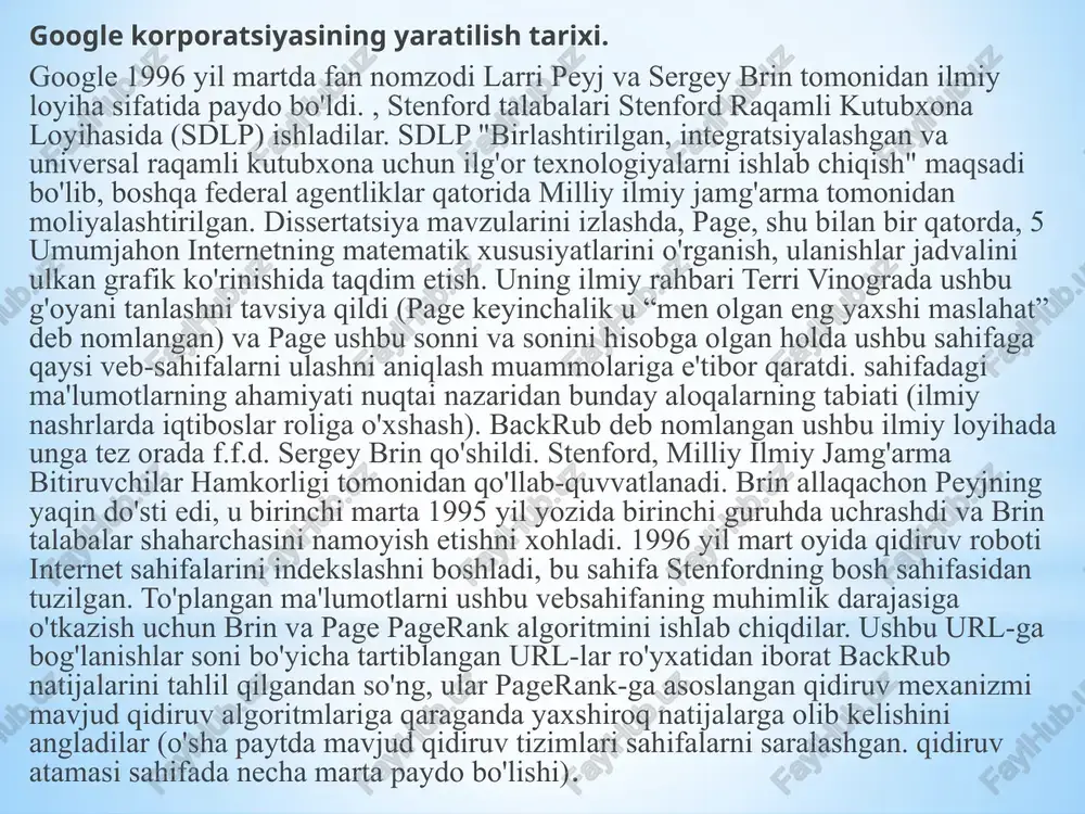 google korporatsiyasi tarixi va xozirgi kunda jamiyatdagi o'rn - Page 5