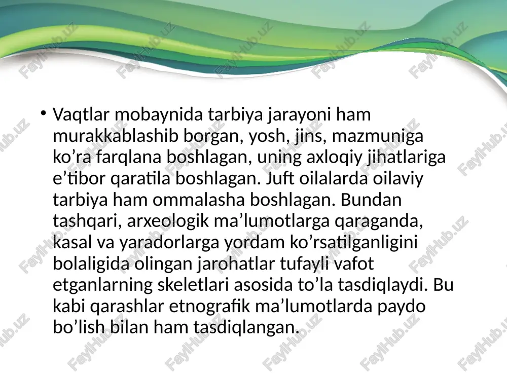 im muammolari bo’yicha bir xil fikrlar bildirgan va insonning jamiyatga xizmat qilishi uchun o’z aqliy, jismoniy, axloqiy, estetik va mehnat qobiliyatlaridan samarali foydalanish imkonini beruvchi ta’lim vazifasini ajratib ko’rsatganlar. ta’limning rivojlatiruvchi vazifasini amalga oshirish maqsadida ular quyidagi didaktik tamoyillardan foydalanishni maslahat berganlar: 1) asta-sekin tushunchalarning murakkablashuvi; 2) amaliyotni tajriba bilan bog’lash; 3 )qabul qila olishlik; 4) ko’rgazmalilik. ibn sinoning qarashlari bo’yicha, jamoa bo’lib faoliyat yuritish, insonni ijtimoiylashuvini yaxshi shakllantiradi. buning uchun u quyidagilarga asoslanishi lozim: bilim oluvchilar, ustoz va o’quvchi orasidagi tajribalar, manaviy qadriyatlarni tashkillashtirish; musobaqalashuvlikdan foydalanish; o’quvchida ijtimoiy xususiyatlarni, ya’ni muomala, o’zarot tushunish, yordam berish, do’stonalik xislarini rivojlantirish. image2.png image3.jpeg image4.jpeg image5.jpeg image6.jpeg image1.png /docprops/thumbnail.jpeg