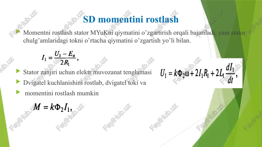 sinxronmotorli elektry ŭritmakoordinatlari ni kuchlanishni oʻzgartirib rostlash - Page 5