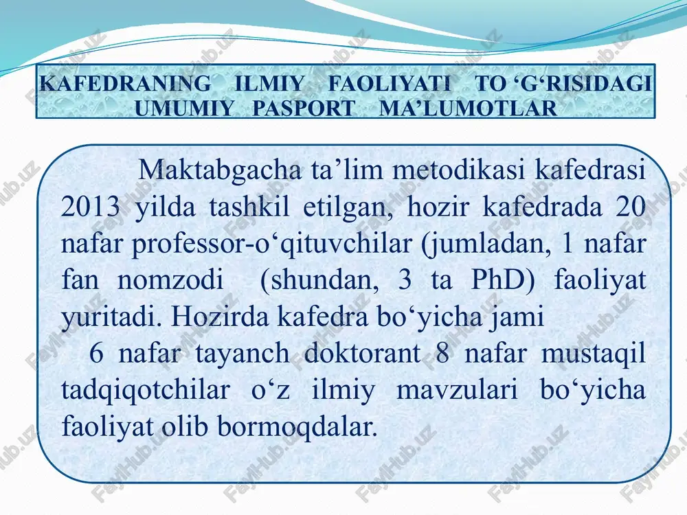 sitetning innovatsion mttda erishiladigan natija va uning istiqboli 2021 yil avgust oyida innovatsion mtt bazasida maktagacha tayyorlov guruhi tashkil etiladi. 2022 yil innovatsion mtt davomi sifatida boshlang'ich sinflari tashkil etiladi. innovatsion mttda va boshlang'ich sinflarda ilg'or pedagogik texnologiyalarda mashg'ulotlar o'tiladi va o'quvchilar viloyatdagi prezident maktabi va ijod maktablariga maqsadli tayyorlanadi. namangan davlat universiteti 2021 yil sentyabrdan boshlab metodist-trener tarbiyachilar tayyorlash kursi tashkil etiladi.. ‘s ttr idnimosil. /docprops/thumbnail.jpeg namangan davlat universiteti