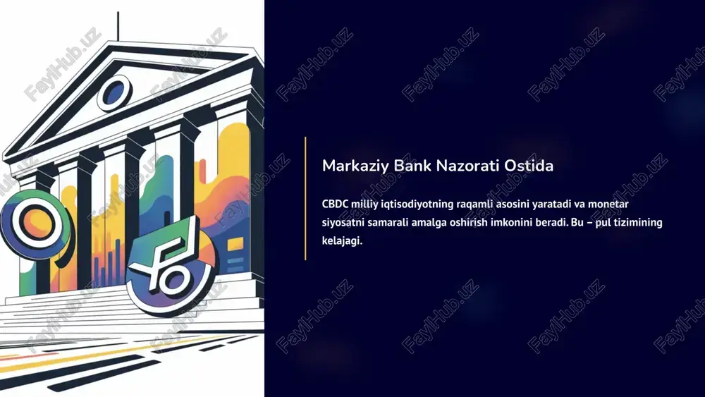 nlangan, smart kontraktlar orqali boshqariladi. global kripto bozoridagi roli: kunlik savdo hajmining 70% dan ortig'i stablecoinlar orqali amalga oshadi kripto birjalarda asosiy likvidlik manbai hisoblanadi xalqaro pul o'tkazmalarida an'anaviy banklarga muqobil tanlov defi platformalarida kreditlash va daromad olish vositasi regulyatorlar nazorati: aqsh, evropa va boshqa mamlakatlarda stablecoinlar uchun qattiq qoidalar ishlab chiqilmoqda. cbdc va stablecoin loyihalarining global xaritasi 130+ mamlakatlar cbdc ni o'rganmoqda yoki ishlab chiqmoqda 64 ilg'or bosqichda pilot loyiha yoki ishga tushirish bosqichida 11 to'liq ishga tushgan cbdc ni rasman joriy qilgan mamlakatlar e'tiboringiz uchun rahmat image1.png image2.png image3.png image4.png image5.png image6.png image7.png image8.png image9.png image10.png image11.png image12.png image13.png image14.png image15.png image16.png image25.png image26.png image27.png image17.png image18.png image19.png image20.png image21.png image22.png image23.png image24.png image28.png image29.png image30.png image31.png image32.png kc