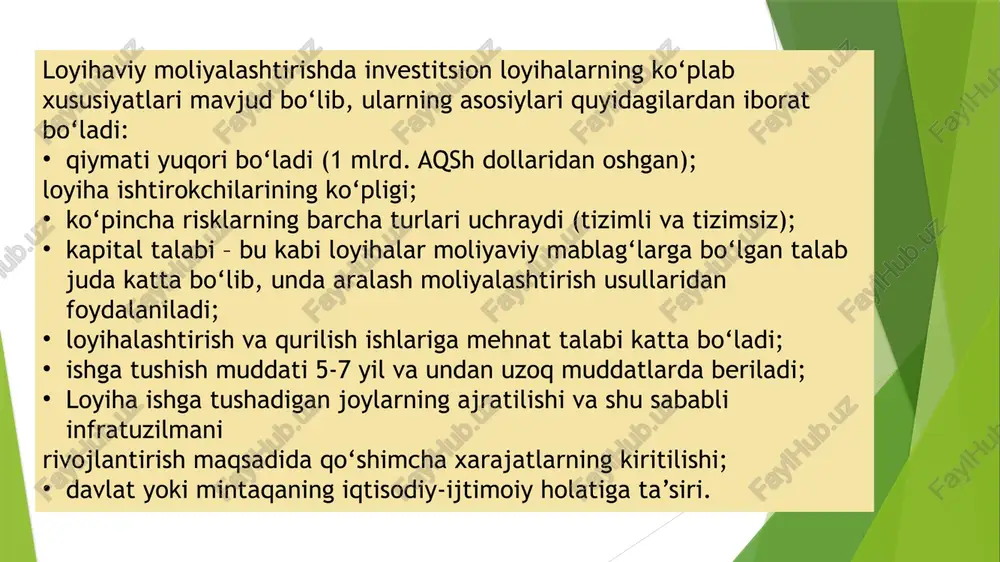 investitsiyalarni loyihaviy moliyalashtirish - Page 5