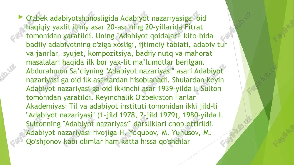 ladir. ular oddiy uslubda, umumiy oddiylik uslubida yozadir. shoir, yozg‘uchi san’atkorlikda ko‘tarila borg‘an sayi(n) o‘ziga maxsus bir uslub yarata boshlaydir. shoirning xayol, o‘y, tushunish shakllari tugal, komil bo‘lg‘ach, o‘ziga yarasha bir uslub borliqqa chiqqan boiadir. uslubning adabiyotdagi o‘mi juda katta, juda muhimdir. bir asardagi fikrlar, maiumotlaming eski, boshqa shoirlar tomonidan aytilg‘an boiishi mumkindir. ulaming eskuigini bizga sezdirmasdan, budirmasdan ifoda quib, uni bizga o‘quta olg‘an kuch uslubdadir. e’tiboringiz uchun rahmat!