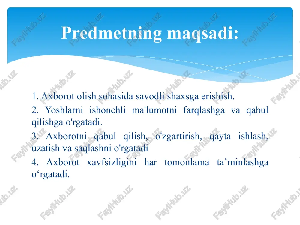 gli ravishda yondashish ham bildiradi. “mediasavodxonlik” – mass-mediani qabul qilish va uning faoliyatini baholash bo‘yicha ko‘nikmalar va malakalar majmui hamdir. yani: jamiyatda medianing roli va funksiyalarini aniqlash; media o‘z funksiyalarini amalga oshirishi mumkin bo‘lgan shart-sharoitlarni tushunish; media kontentini uning funksiyalari nuqtai nazaridan kelib chiqqan holda tanqidiy baholash; media vositasida o‘z fikrini bayon etish va demokratik jarayonlarda ishtirok etish uchun o‘zaro hamkorlik qilish; foydalanuvchi kontentini yaratish uchun kerak bo‘ladigan ko‘nikmalar (shu jumladan, akt bilan ishlash ko‘nikmalari)ni shakillantirishdan iborat. mediasavodxonlik mediasavodxonlik tarkibini quyidagi asosiy tushunchalar tashkil etadi: mediasavodxonlik; axborot savodxonligi; o‘z fikrini erkin bayon etish savodxonligi; kutubxona savodxonligi; yangiliklar savodxonligi; kompyuter savodxonligi; internet-savodxonligi; raqamli texnologiyalar sohasidagi savodxonlik; kinosavodxonlik; elektron o‘yinlardan foydalanish savodxonligi; televizion savodxonlik, reklama sohasidagi savodxonlik va boshqalar. mediasavodxonlik mediasavodxonlik tushunchasi borasida turli xil fikrlar mavjud bo‘lib, aqshning jamiyat xususidagi xalqaro ensiklopediyasida qayd etilishicha, “mediasavodxonlik” (media literacy) inson jamiyatdagi fuqaro sifatidagi mas’uliyatini his qilgan holda faol va savodli bo‘lishi, mediamatnlarni qabul …