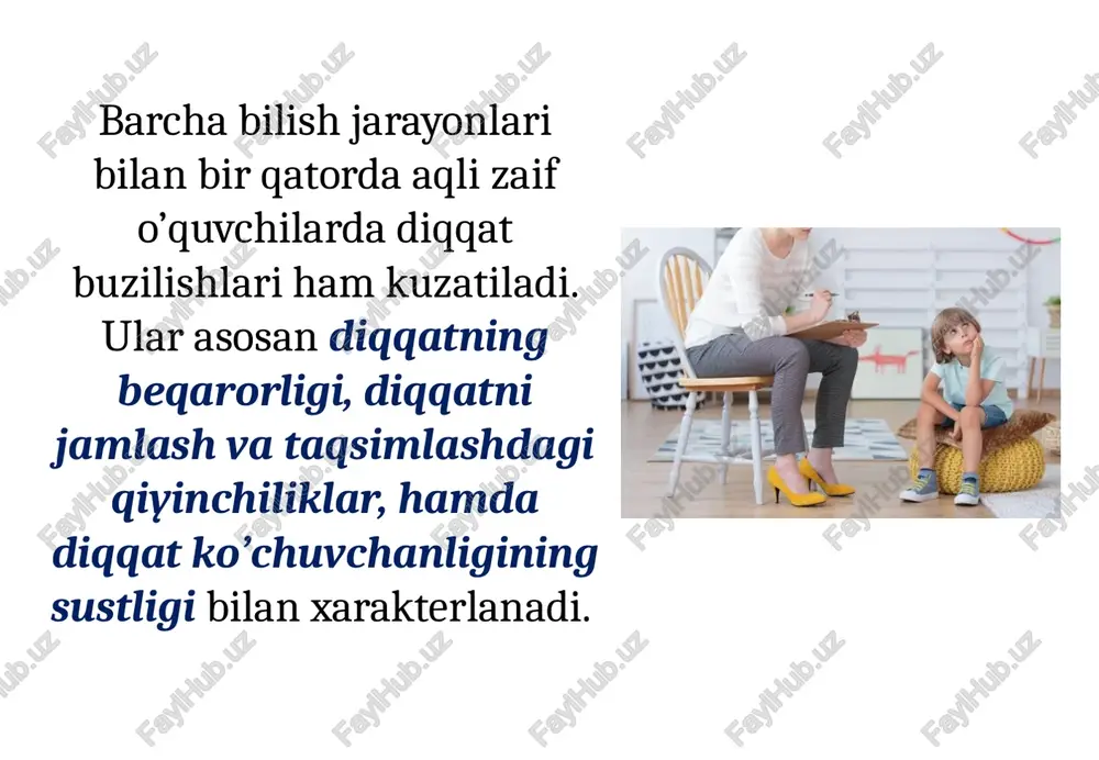 aqli zaifo`quvchilarning xotiravadiqqat xususiyatlari - Page 5
