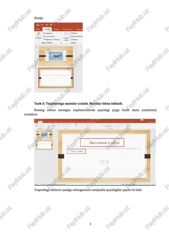 windows tizimi muhitida power point dasturida ishlash - Page 5