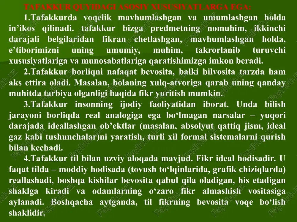 in emas yoki uchinchisi yo‘q, berilmagan. masalan: uzoqdan ko‘ringan odam yo erkak, yo ayoldir. aniq javobingni ayt: sevasanmi, sevmaysanmi? agar nozidlik qonuni qarama-qarshi (kontrar) hukmlarga nisbatan amal qilsa, uchinchisini istisno qonuni esa zid (kontradiktor) hukmlarga nisbatan amal qiladi. shuningdek, nozidlik qonuni haqiqatni aniqlashning ikki qarama-qarshi yo‘lini tan olib, ulardan biri chin, ikkinchisi yolg‘on ekanligini ta’kidlaydi. uchinchisini istisno qonuni fikrga jiddiy aniqlik kiritib, uchinchi, oraliq, o‘rtancha yo‘lning bo‘lishi mumkin emasligini qayd qiladi. mantiqning bu qonuni ham to‘g‘ri, izchil, xatosiz tafakkur qilish uchun katta ahamiyatga egadir. formulasi: a yo v, yo v emas. yetarli asos qonuniga binoan, har qanday chin, haqqoniy fikr, hukm, bilim asoslangan, isbotlangan, dalillangan bo‘lishi, buning uchun esa ular yetarli, to‘liq asoslar, dalillar, fikrlar, argumentlarga ega bo‘lishi lozim. demak, mulohazalar haqqoniyligini asoslash, isbotlashning yagona vositasi dalillar, asoslar, faktlar va argumentlardir. asoslanganlik esa to‘g‘ri tafakkurning muhim talabidir. asoslanmagan, isbotlanmagan fikr yolg‘on, noilmiy fikr, xurofot, bid’at, bo‘htondir. yetarli asos uchun olingan …