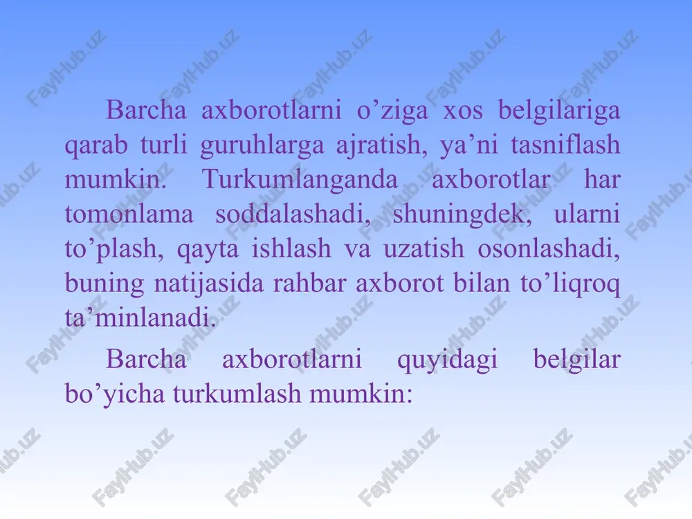 harakteringizni saqlay biling 8. baxsga va tanqidga yo‘l qo‘ymang 9. savollar bering 10. so‘zlashdan tuxtang 1-chizma. boshqaruv tizimidagi axborot aloqalari boshqaruvchi tizim boshqariluvchi tizim tashqi axborot ichki axborot boshqaruv buyrug’i jo luy)y xl ene ot “