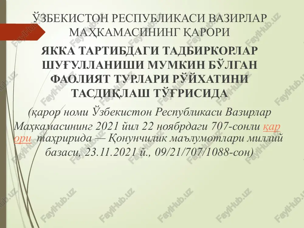 or iqtisodiyotidagi o'zaro aloqalarning umumiy modeli quyidagi chizmada keltirilgan (27.1-chizma): bozor iqtisodiyoti sharoitida xyuslar xaridor va sotuvchi sifatida maydonga chiqib, tovarlar va xizmatlar bozorida o'zgaruvchan talab va taklif asosida raqobat muhitida aniqlanadigan baho orqali o'zaro ta'sir (aloqa)da bo'ladi. baholarning yig'indisi tushumning o'lchamini belgilab (aniqlab) berganligi uchun xyus (firma, korporatsiya va h.k.)larning moliyaviy ahvoli bilan ularning bozordagi faolligi, ular faoliyatida taraqqiyot (rivojlanish)ning bozor omillari o'zgarishi (dinamikasi)ni har tomonlama hisobga olish o'rtasida to'g'ri bog'lanish mavjud. bu omillarni hisobga olish xyuslar, firmalar va korporatsiyalar faoliyatining butun falsafasini printsipial jihatdan o'zgartirishni talab qiladi. xyuslarni bozor sharoitlariga moslashtirish bo'yicha asoslangan choralar tizimini ishlab chiqish va ularni amalga oshirish, xyuslarni bozor iqtisodiyotining mustaqil (to'laqonli) sub'ektiga aylantirish ularni moliyaviy isloh qilishning asosiy mazmunini tashkil etadi. 2-savol bayoni. yangi sharoit munosabati bilan xyuslarni moliyaviy isloh qilishning asosiy vazifalari quyidagilardan iborat: - faoliyatni bozor talablariga yo'naltirish va eng yangi texnologiyalarga investitsiyalar asosida innovatsion jarayonlarni rivojlantirish yo'li bilan mahsulotlar va …