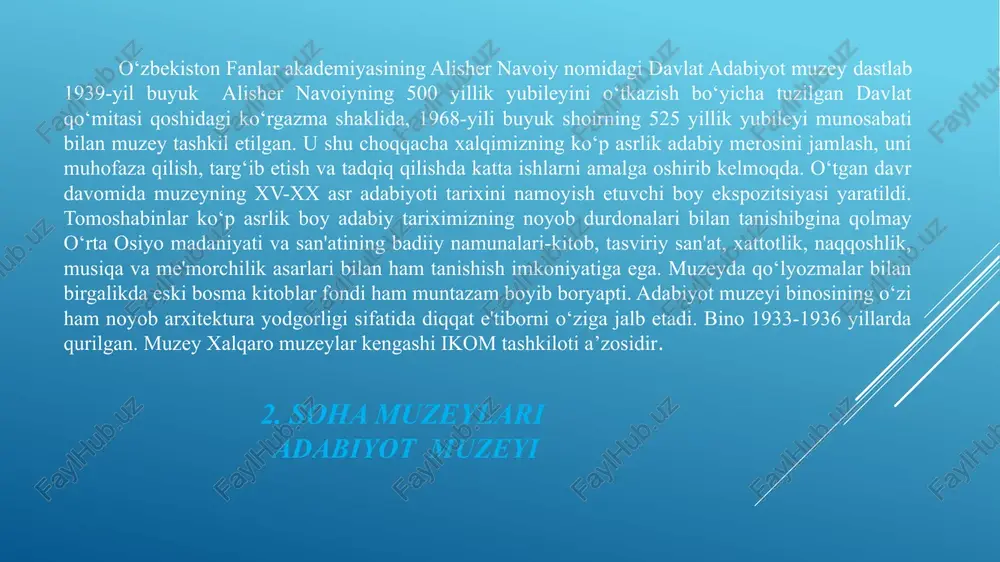 muzeylar– o‘tmish vakelajak orasidagi ko‘prik - Page 5