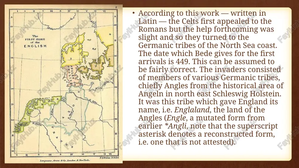 ation settled on the north sea coast. towards the end of the old english period the dialectal position becomes complicated by the fact that the west saxon dialect achieved prominence as an inter-dialectal means of communication. jutland snes north sea northern angli (precursor of frisian islands angeln saxons saxony ( franks ) raymond hickey december 2005 routes taken across the north sea by germanic tribes in the 5c. the jutes came from jutland and settled in kent. the saxons came from the area of present-day (lower) saxony and settled largely south of the river thames. the angles came from the lower part of the the jutland peninsula which is now schleswig holstein in germany and settled in central and northern england. the lines in the above map are very approximate. many of the settlers may have crossed the north sea from the area of present-day belgium as this would have …