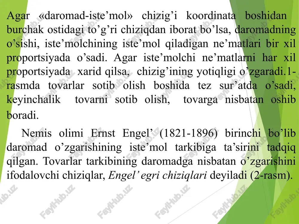 ko’rib chiqdik. past kategoriyali tovarlar uchun daromad va almashtirish samaralari o’z xususiyatlariga ega. e’tiboringiz uchun raxmat.