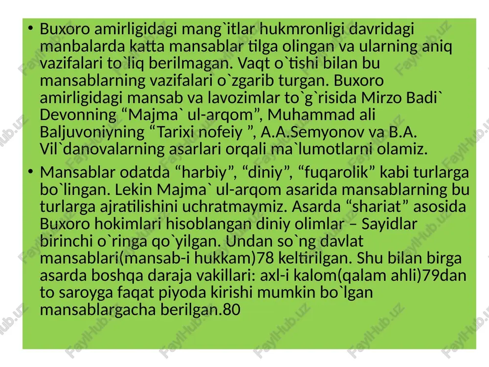 buxoro amirligida mansab va lavozimlar - Page 5