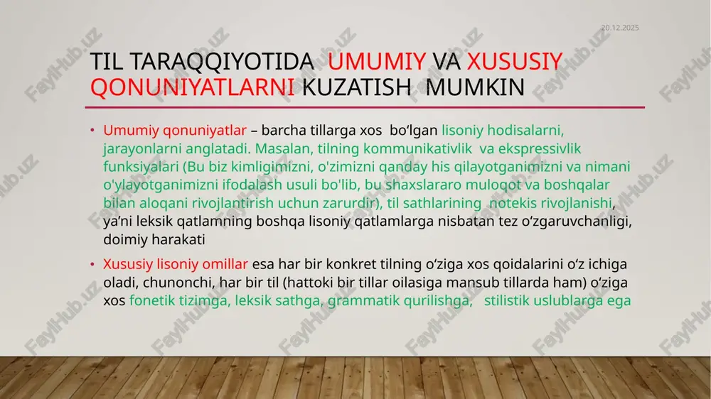 t tillari kiradi. iii.kavkaz tillari oilasi. 1.g’arbiy guruh: abxaz,kabardin,cherkas,adigey 2. nax tillar guruhi: chechen, ingush,bastbiy 3.dog’iston tillar guruhiga avar, dargin, lezginlak,tabasarin,kabi yozuvi bor tillar,andiy, xaratin,tindin,chamolin, bagaul,axvax,butlix,gadoberin,sez,betetunkabi yozuviga ega bo’lmagan tillar kiradi. janubiy va kartvel tillari guruhiga gruzin,zan vasvan tillari kiradi.gruzin tili qadimiy yozuviga ega. 30.11.2024 turkiy tillar oilasi turkiy tillar oilasi to’g’risida har xil fikrlar mavjud. d.polivanov, g.ramstedt turkiy tillarni katta oltoy tillar oilasiga kiruvchi guruh deb hisoblab, bu oilaga tungus-monchjur, mug’ul,kores,va yapon tillarini ham kiritishadi.o.betling, g.binkler urol-oltoy tillari oylasini ajratib unga fin-ugor tillarini ham kiritishadi. turkiyshunoslarning fikricha turkiy,mug’ul, tungus-manchjur tillari orasidagi genetik qarindoshlik uzil-kesil tasdiqlanmagan.ularni birlashtirishi mumkin bo’lgan narsa-tipologik o’xshashlik bo’lib, bu tillar agglyutinativ tillar guruhiga kiradi. lekin bu qarindosh degan ma’noni anglatmaydi. shuning uchun ham ko’p adabiyotlarda turkiy tillar alohida oila sifatida ajratiladi. 30.11.2024 turkiy tillar oilasiga kiruvchi guruhlar va tillar. g’arbiy xun tarmog’i 1. bulg’or guruhi chuvash tili 2. o’g’uz guruhi bir nechta kichik bo’limlardan tashkil topgan: …