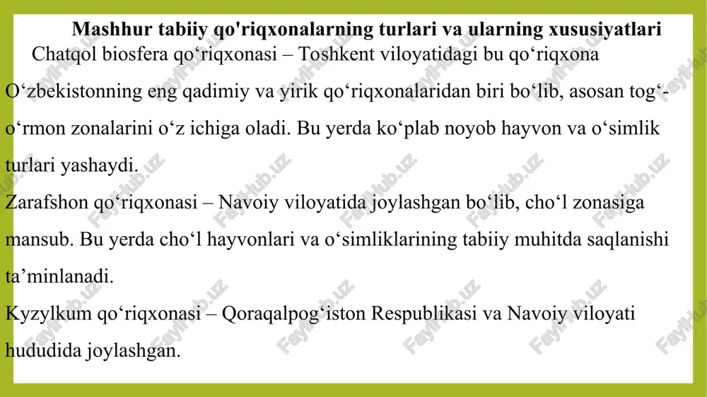 o'zbekistonning tabiiy qo'riqxonalari - Page 5