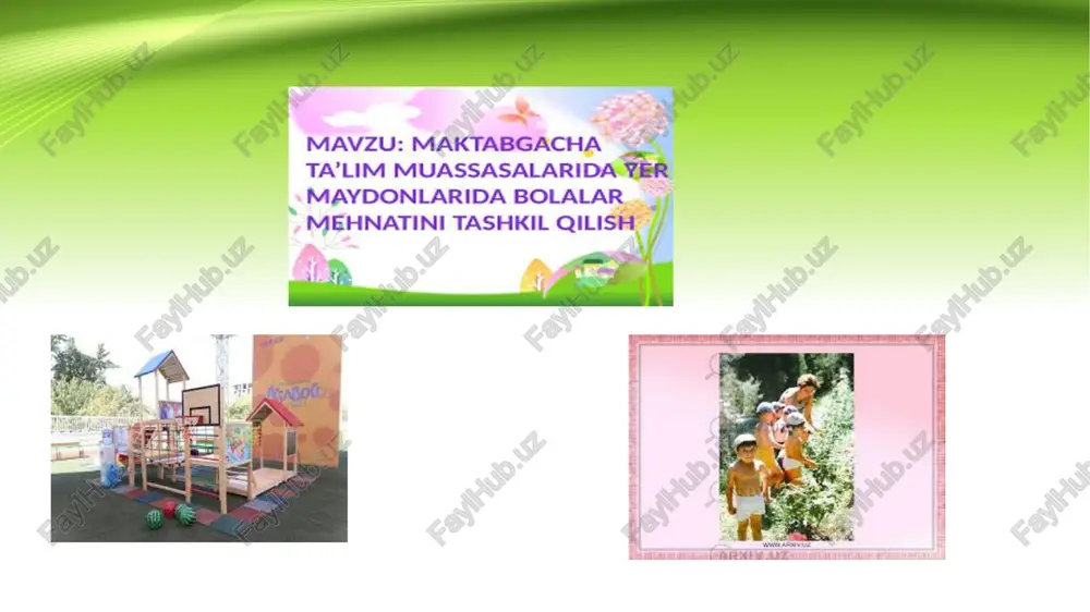 nilishi ta’minlanadi¹ bu bo‘limda yer maydonchalari resurslarini optimallashtirish bo‘yicha ilmiy yondashuvlar, metodlar, texnologik imkoniyatlar va ularning amaliy qo‘llanilishi haqida chuqur tahlil beriladi. yerni optimallashtirish konseptual asoslari yerni optimallashtirish deganda, uning ekologik, iqtisodiy va ijtimoiy ehtiyojlarga muvofiq holda foydalanilishini ta’minlash tushuniladi. xulosa ushbu kurs ishi davomida mtm fanidan yer maydonchalari bo‘yicha keng qamrovli tahlil va o‘rganish amalga oshirildi. tahlillarning natijasida aniqlanishicha, yer maydonchalari ekologik, iqtisodiy va texnologik jihatdan muhim bo‘lib, ularning turli xil tasnifi va xususiyatlari ularning samarali foydalanishi uchun asosiy omil hisoblanadi. shu bilan birga, yer maydonchalari boshqaruvi va resurslarni optimallashtirish masalalariga alohida e'tibor qaratildi. bu esa, yer maydonchalari resurslarining samarali va uzluksiz foydalanilishini ta'minlashda muhim ahamiyat kasb etadi. dastlab, yer maydonchalari tushunchasi va ularning ahamiyati keng yoritildi. yer maydonchalari — bu yer yuzasining ma'lum bir hududi bo‘lib, iqtisodiy, ekologik va ijtimoiy maqsadlarda foydalaniladigan yer resurslari hisoblanadi. ularning ahamiyati shundaki, yer maydonchalari ijtimoiy taraqqiyotning asosiy manbai, mamlakatlarning iqtisodiy rivojlanishi va …