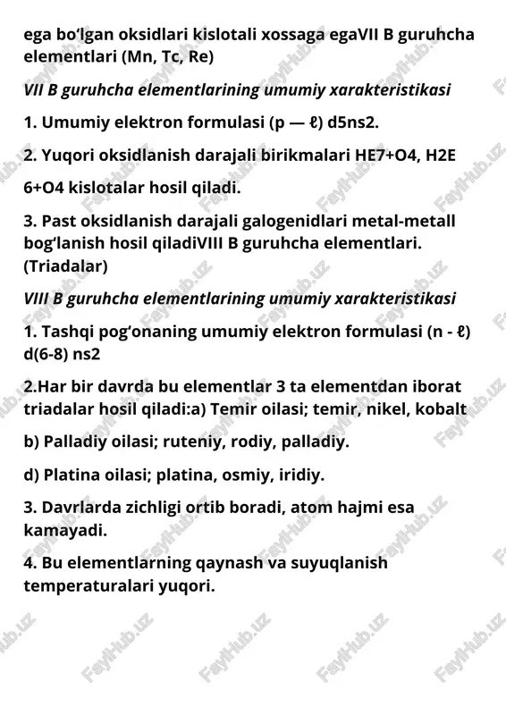 ar, buyrak, me’da osti bezlarida ko‘ptemir qon yaratilishida asosiy vazifalarni bajaradi. qizil qon tanachalari, gemoglobin tarkibiga kiradi. to‘qimalarning nafas olishida faol ishtirok etadi, hujayralarning ko‘pchilik faoliyatlarida qatnashadi. hayvonlarning ovqatida oqsil, vitamin, qon yaratuvchi mikroelementlar, me’da- ichak yo‘li kasalligida qon yo‘qotilishi natijasida organizmning temirga ehtiyoji ortadi. temir-gemoglobin va mioglobin tarkibiy qismidan iborat.go‘sht, tuxum, non, dukkaklilarda temir ko‘p bo‘ladi. temirni o‘zlashtirishga limon, askorbinat, fruktoza, kam o‘zlashtirishga esa achchiq choy sabab bo‘ladi. ko‘proq olma, nok, anor, anjir, xurmo, bexi, chetan, qo‘ziqorinning ayrim turlari, ko‘k piyoz, sarimsoqda, qovun, rediska, lavlagi, qulupnay, qorag‘at, na’matakda va boshqalarda bo‘ladi. kobalt. katta yoshdagi odam organizmida 1,2 mg (2∙10-6%) kobalt bo‘ladi. kobalt siankobalamin (eruvchan vitamin b12) ko‘rinishida bo‘ladi. b12 vitamini eritrositlarning shakllanishida va rivojlanishida muhim ahamiyatga ega. b12 vitaminining yetishmasligi kamqonlik kasalligining kelib chiqishiga sabab bo‘ladi. o‘simliklar va tirik organizmlarda vitamin b12 sintez qilinmaydi. oshqozon – ichak tizimida b12 vitamini maxsus bakteriyalar (normal mikroflora) tomonidan sintez qiladi. kobalt asosan …
