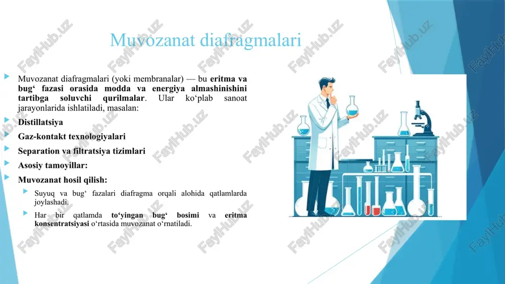 eritmalar va toʻyingan bugʻ bosimi orasidagi muvozanat diafragmalari - Page 5