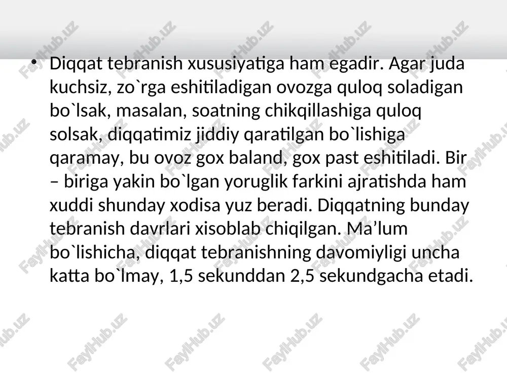 i s vami na «odnoy volne». organik sezgilar. . . * animatsiya v programmax po sozdaniyu prezentatsiy yavlyaetsya na segodnyashniy den obyazatelnim atributom. no uznavaya o vozmojnostyax etix programm, mi nachinaem polzovatsya imi gde nado i gde ne nado. dumayu, mnogie iz vas bili na vistupleniyax, v kotorix tekst prezentatsii vivodilsya «pechatayushey mashinkoy». pomnite svoi oshusheniya? zachem eto je udovolstvie dostavlyat vashim slushatelyam? animatsiyu luchshe ispolzovat dlya oblegcheniya ponimaniya graficheskoy informatsii, no ne bolee togo. posledniy sovet iz razryada ne dlya vsex. on primenim lish dlya silnix oratorov. mojete im nachinat polzovatsya tolko togda, kogda u vas budet sootvetstvuyushiy opit vedeniya vistupleniy. * sezgining xususiyatlari. . . lyubaya prezentatsiya doljna imet i nachalo i konets. lyuboy film vsegda imeet titri. lyubaya muzikalnaya kompozitsiya imeet strogo opredelennie pravila postroeniya. prezentatsiya ne doljna bit isklyucheniya. na poslednem slayde rekomenduyu raspolagat vashu kontaktnuyu informatsiyu. ne fakt, chto slushatel uspel zapisat ee uvidev perviy …