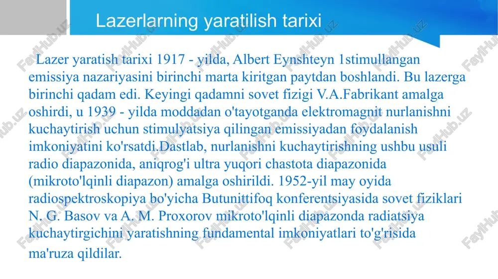 lazerlarning yaratilishi tarixi va bosqichlari - Page 5