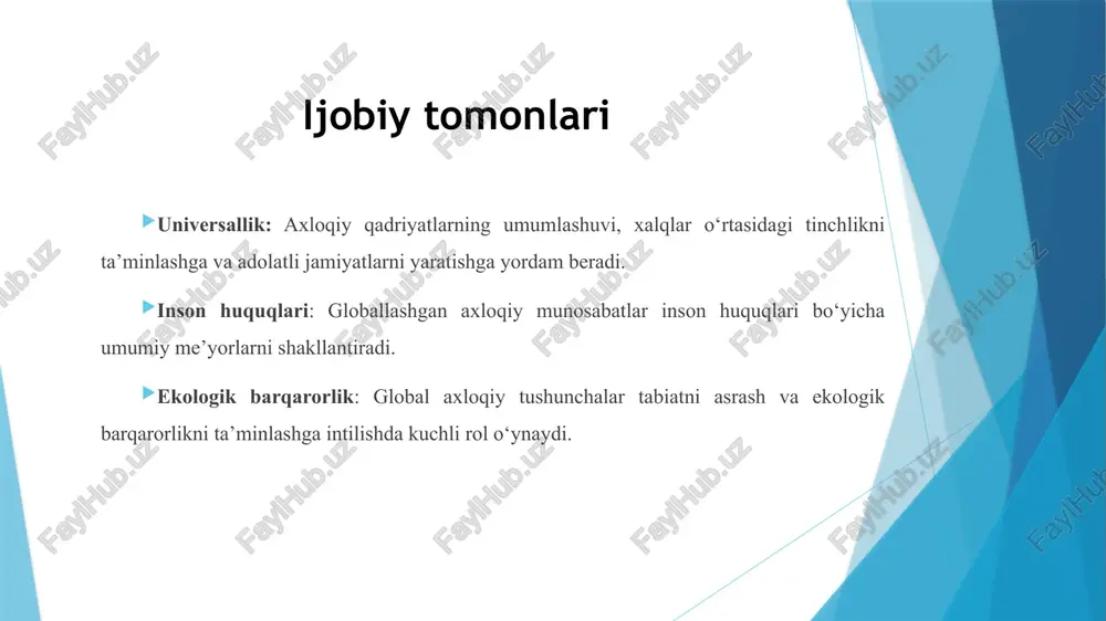 ning barobarida forobiy baxt-saodat fazilatga tashqaridan yopishtirilgan yoki yuklangan amal bo‘lmasdan, balki uning o‘z jinsidan va zotning umumiyligidan chiqqan sifatiy holati ekanligini isbotlashga harakat qiladi. zero, baxt – insonning o‘z ichki borligidan qoniqish hissi, hayotdan zavqlanishi va insoniyligidan mamnun bo‘lishdir. xulosa qilib aytganda shaxsning axloqiy sifatlari ko‘p jihatdan uning intellektual erkinligiga bog‘liq. intellektual erkinlik orqali inson o‘zining axloqiy tamoyillarini shakllantiradi, mustaqil qaror qabul qilishni o‘rganadi va mas'uliyatni anglaydi. axloqiy sifatlarning shakllanishi shaxsning intellektual o‘sishi va tanqidiy yondashuvi bilan chambarchas bog‘liq bo‘lib, jamiyat taraqqiyotiga ham ta’sir ko‘rsatadi. shu sababli, intellektual erkinlikni rivojlantirish va uni qo‘llab-quvvatlash shaxsning axloqiy kamolotiga xizmat qiladi. ma’lumki, hozirgi zamonaviy dunyoda ma’naviyat ham, axloq ham, tinchlik va madaniyat ham o‘ta uzviy va nisbiy tushunchalar bo‘lib bormoqda. negaki, g‘arb ijtimoiy-siyosiy fikri mahsuli bo‘lgan “g‘arb va sharq” bo‘linishi, yoki siyosiy leksikondagi “(boy) shimol va (qoloq) janub” kabi bo‘linishlar orqali ham umuminsoniy yakdil axloq va yalpi tinchlik ko‘zga ko‘rinmayotir. yer sayyorasi …