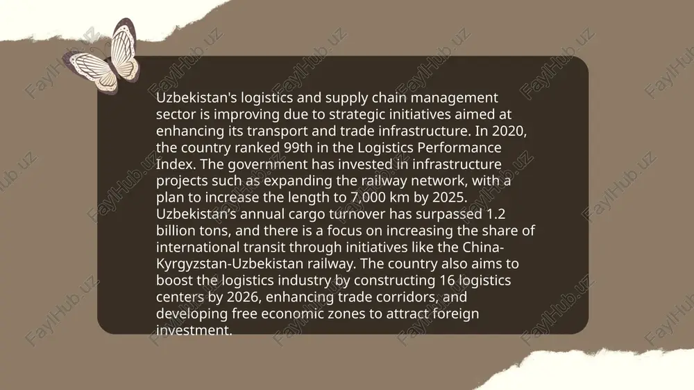 s like tashkent. the government plans to increase this number to 1,000 by 2025. uzbekistan aims to boost its electric vehicle (ev) market, targeting 10,000 evs by 2030. charging infrastructure is being developed with 200 charging stations planned nationwide. the tashkent metro system is also undergoing expansion to reduce road traffic and emissions. additionally, uzbekistan is collaborating with international partners to improve fuel efficiency and introduce alternative fuels, aiming for a 20% reduction in transport-related emissions by 2030. ... t.me/slaydai_bot uzbekistan is focusing on improving transport connectivity between its urban and rural areas to boost economic development and access to services. the country's extensive road network spans approximately 186,000 kilometers, with significant efforts being made to upgrade and expand these routes. in recent years, the government has invested heavily in road infrastructure, with projects targeting the construction and rehabilitation of thousands of kilometers of roads, bridges, and tunnels. the railway …