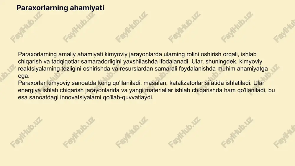 r necha metodlar mavjud. har bir metod o'z afzalliklari va kamchiliklariga ega. masalan, ba'zi metodlar yuqori aniqlikni ta'minlasa, boshqalari esa tezlik va oddiylikni afzal ko'radi. uchta asosiy metodni taqqoslash - metod 1: tez va aniq, lekin murakkab hisoblashlar talab etadi. - metod 2: oddiy va qulay, lekin kamroq aniqlikka ega. - metod 3: yuqori aniqlik, ammo ko'p vaqt va resurs talab qiladi. amaliy misollar misol 1: metod 1 yordamida olingan natija. misol 2: metod 2 orqali erishilgan natija. misol 3: metod 3 bilan olingan natija. amaliy misollar va natijalar turli amaliy misollar orqali natijalarni ko'rsatish. har bir misol uchun natijalarni taqdim etish. birinchi amaliyotda paraxor hisoblash uchun ko'rsatilgan formulalar yordamida natija 3.14 ga teng bo'ldi. ikkinchi misolda esa, olingan natija 2.71 ni tashkil etdi. natijalarni tahlil qilish va izoh berish: - birinchi misol natijasi kutilgan qiymatga yaqin. - ikkinchi misolda esa, natija faqat nazariy hisob-kitoblarga qaraganda farq qildi. - olingan …