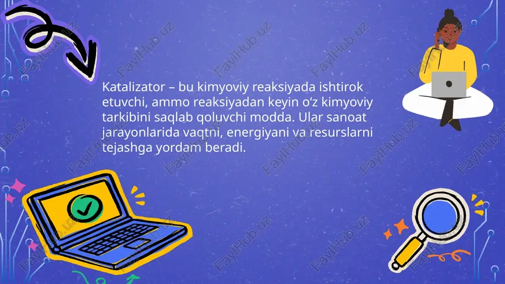 chun, zamonaviy texnologiyalarda katalizatorlar har tomonlama o‘rganilib, rivojlantirilib kelinmoqda. 20 e’tiboringiz uchun rahmat. 21 image3.png image4.png image5.png image6.png image7.png image8.png image9.png image10.png image11.png image12.png image13.png image14.png image15.png image2.png