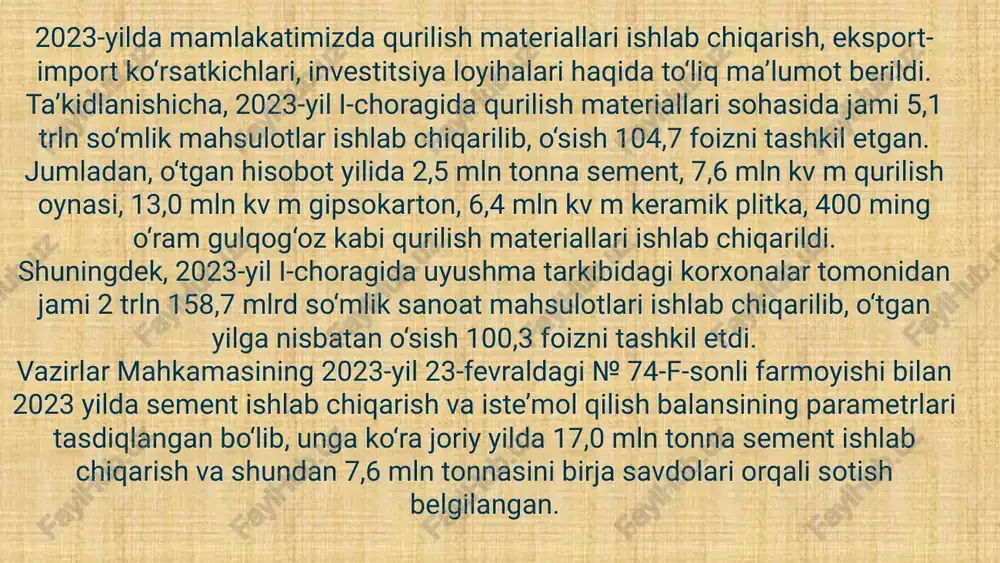 qurilishmahsulotlarinimport va eksport qilishturlari - Page 5