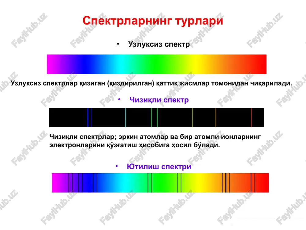 % mass.ni tashkil qiladi. yoy atomizatorlari ish maromining turg'unligi, alanganikiga qaraganda past bo'ladi. shuning uchun, tajriba natijalarining takrorlanishi katta emas ( ). yoy atomizatorlari qo'llaniladigan muhim sohalardan biri, ko'rish uchun imkon beradigan spektr asosida sifat analizi o'tkazishdir. bu ish uchun, yoy atomizatori eng yaxshi xarakteristikalarga ega. 2. elektr uchquni uchqun atomizatorlari xuddi yoy atomizatorlari kabi tuzilgan. uchqun razryadi elektrodlar orasida yuqori kuchlanish hosil qilib olinadi. odatda, spektr asboblarida, uchqun va yoy razryadlarini hosil qilish uchun bitta qurilma (generator) ishlatiladi. u yoki bu razryadni yoqish, elektr zanjiri ulanishini o'zgartirish orqali amalga oshiriladi. uchqun atomizatori ham xuddi yoynikidek, birinchi navbatda qattiq jismlarni qo'zg'atish uchun mo'ljallangan. uchqun atomizatorining xarakterli tomoni shuki, undagi zarrachalar orasida termodinamik turg'unlik bo'lmaydi. shuning uchun, uchqun razryadining aniq temperaturasi haqida gapirish qiyinroq. odatda, atomlarning effektiv temperaturasi 10000 0s gacha boradi. bunday temperaturalar, hatto eng qiyin qo'zg'atiladigan elementlarni (galogenlarni) qo'zg'atish uchun ham etarlidir. uchqun razryadi bilan ishlaganda, elektrodlarning biri analiz …