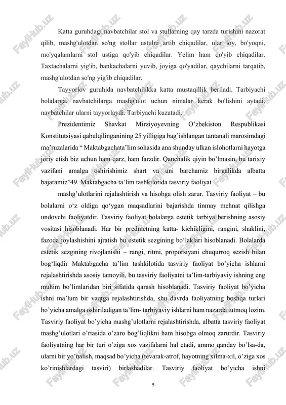 2. tarbiyachi « kamalak» so’zini tahlil etilishini so’raydi ( quyosh yoyi yoki quvonch yoyi, quvonchli yoy). tarbiyachi kim haqiqiy kamalakni ko’rganligini va bu quvonchli voqea to’g’risida gapirib berishni so’raydi. 2. so’ngra tarbiyachi bolalarning kamalak haqidagi , u atmosfera hodisasi sifatida, yilning iliq kunlarida osmonda ko’rish mumkinligini, mayda , iliq yomg’ir bir yoqda, bir yoqda quyoshning nurlari sochganida, quyosh orasidan yomg’ir tomchilari yoqqanida kamalak hosil qilishi haqidagi tasavvurlarini aniqlaydi. 3. tarbiyachi bolalardan kamalakning rangini bilishlarini so’raydi, va hamma vaqt ham bu ranglar aniq bir tartibda joylashishini. 4. bolalarning intilishlaridan so’ng kamalak ranglarini joylashish tartibini eslatadi: qizil, to’qsariq, sariq, yashil, havo rang, ko’k, binafsha rang. 6. so’ngra tarbiyachi molbertda yoyning boshqa yoy ustiga joylashtirishni ko’rsatadi. prezident sh.mirziyoevning o’zbekiston respublikasi konstitutsiyasi qabul qilinganining 25 yilligiga bag’ishlangan tantanali marosimdagi ma’ruzasidan. 07.12.2017 yil qo’shimcha: endi bolalar mo’yqalam, akvarelni ranglar bilan tajriba o’tkazadi , qizil rangni sariq rang bilan va sariq rangni ko’k rang bilan aralashtiradi. …