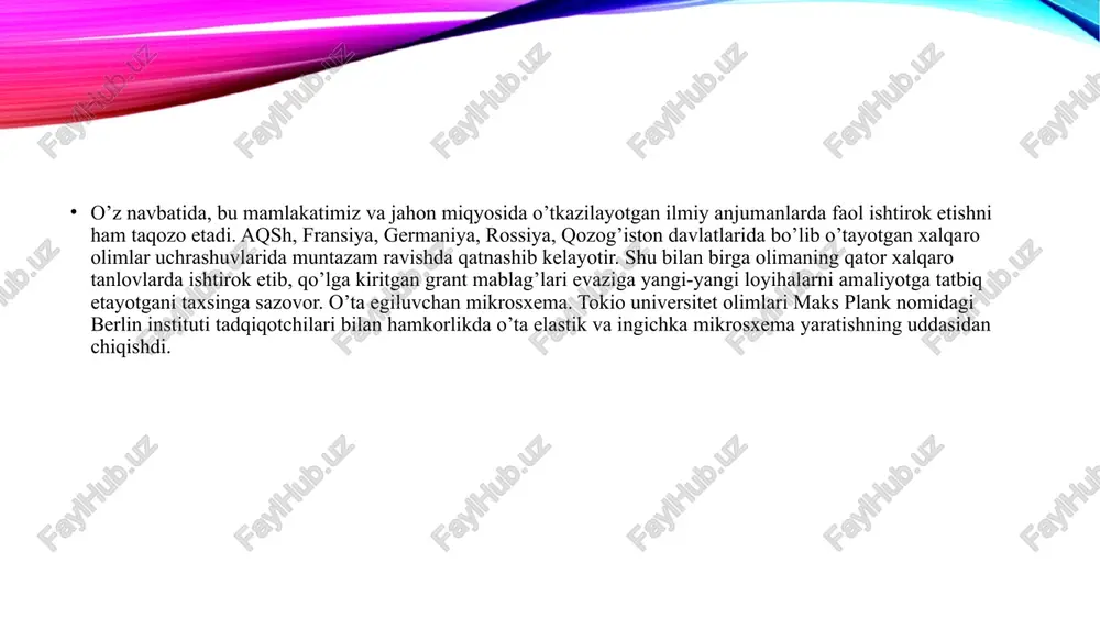 larning yuqori haroratdagi o’ta o’tkazuvchanlik xossasi juda ajablanarli edi. a. myuller va g. bednors esa tadqiqot olib borib, mazkur moddalarning kritik haroratini birdaniga taxminan 40 k.ga ko’tarishga muvaffaq bo’lishdi. ushbu muvaffaqi-yat yuqori haroratdagi o’ta o’tkazuvchanlikning kashf etilishiga olib keldi. ko’p o’tmay, 1987 yili amerikalik fizik olim p.chu oksokuprotni 100 k. kritik haroratda sintez qildi. 1989 yili esa bu borada rekord o’rnatildi: ko’rsatkich taxminan 125 k.ga yetdi. yuqorida aytilganidek, qarshilik elektronlar va boshqa zarralarning to’qnashishi hamda tebranma harakati natijasida vujudga keladi. bu faqat o’ta o’tkazuvchanlik xossasiga ega materialda emas, balki barcha metallarda kuzatiladi. shu o’rinda ta’kidlash joizki, yetakchi fizik olimlar yuqori haroratdagi o’ta o’tkazuvchanlik xossasining kashf etilishi va tadqiqotlar natijasida haroratning kritik ko’rsatkichi 125 k.gacha oshirilganini bu miqdoriy yutuq emas, balki prinsipial sifat borasidagi muvaffaqiyatdir, deya izohashmoqda. sababi, ushbu qonuniyat tatbiq etilgunga qadar yuqori haroratdagi o’ta o’tkazuvchanlikning muhim xossasi tadqiqotlardan birida kuzatilgandi. lekin o’shanda o’ta o’tkazuvchanlik xossasini tajribada namoyon etish uchun …