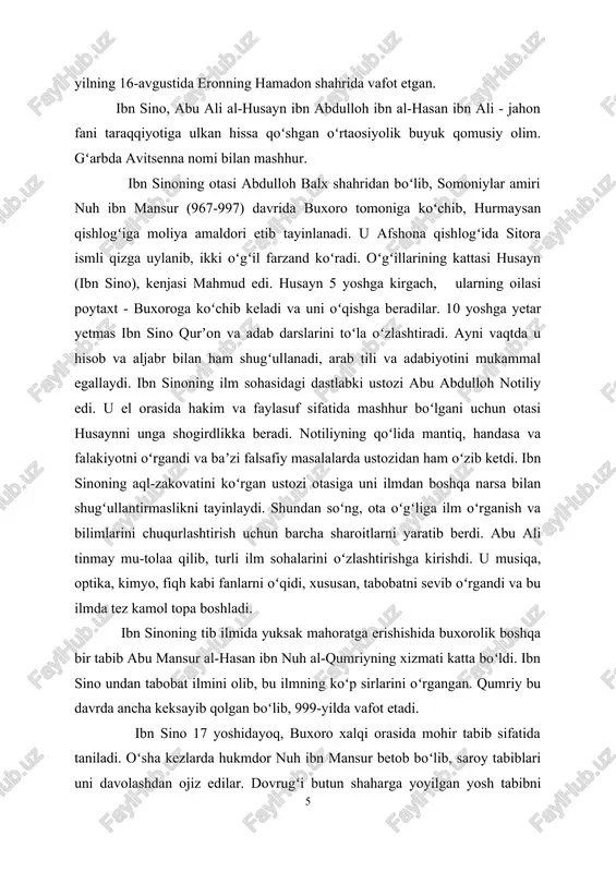 anidan keyin ibn sino hayotida tashvishli, notinch va ogʻir damlar boshlandi. 1002-yilda uning otasi vafot etdi. ikki sulola vakillarining taxt uchun kurashi 1005-yilgacha davom etib, oxiri qoraxoniylarning butkul gʻalabasi bilan tugadi. bunday vaziyatda buxoroda ortiq qolib boʻlmas edi. shu bois ibn sino oʻz yurtini tark etib, xorazmga bosh olib ketadi. xi asr boshlarida xorazm qoraxoniylar hujumidan bir-muncha tinch boʻlib, iqtisodiy va madaniy jihatdan ancha rivojlangan oʻlka edi. xorazmshohlar ali ibn maʼmun (997-1009) va maʼmun ibn maʼmun (1009-1017) ilm-fanga eʼtiborli hukmdorlar boʻlib, olimlarga ilmiy ijod uchun qulay sharoit yaratib bergan edilar. shu bois bu davrda xorazmning poytaxti gurganj (urganch) da zamonasining koʻpgina taniqli olimlari toʻplandi. yirik matematik va astronom abu nasr ibn iroq, atoqli tabib va faylasuflar abu sahl masihiy, abulxayr ibn hammor va buyuk olim abu rayhon beruniy shular jumlasidan. ana shu ilmiy davraga 1005-yilda ibn sino ham kelib qoʻshildi. xorazmda ibn sino asosan, matematika va astronomiya bilan shugʻullandi. bu …