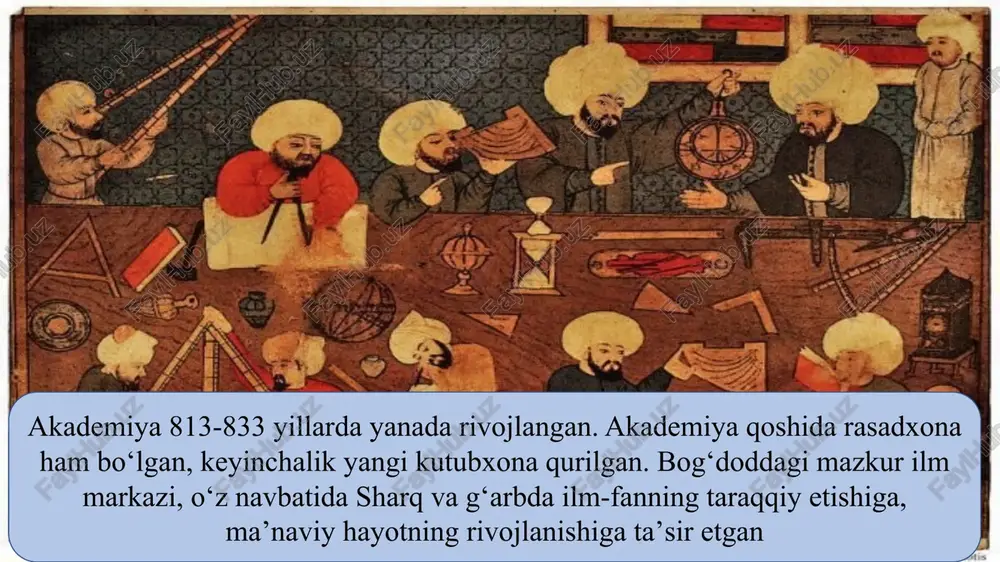di: “al-jabr” keyinchalik matematika fanining alohida bo‘limiga aylandi va “algebra” deb ataladigan bo‘ldi mazkur amallar yordamida har qanday tenglamani kononlik shakliga, ya’ni asosiy tiplardan biriga keltirib, keyin yechiladi. bu usul fan olamida muhim ahamiyatga ega edi. shu asar tufayli” nomi lotincha transkripsiyada “al-xorazmiy “algoritmi” shaklini oldi, keyin “algoritmus” va nihoyat hozirgi zamon hisoblash matematikasining asosiy tushunchasi “algoritm” (“algorifm”) ga aylandi. mutafakkir hindlarning falakiyot va matematikaga oid “sindihin” “xorazmiy ziji” viii-xv asrlarda hammasi bo‘lib, yuztacha zij (trigonometriya va falakiyotga oid) jadvallar mavjud bo‘lgan 1126 yilda latinchaga tarjima qilinadi arab tilida birinchi yozilgan sinuslar va tangenslar ziji xorazmiyga taalluqli. tadqiqotchilar fanda tekis, uchburchak trigonometriyasi va sferik uchburchak trigonometriyasini tadqiq qilish ham xorazmiydan boshlangan deyishadi uning sinus zijlari latin tiliga o‘girilib, yevropa falakiyotchi va geodez olimlariga qo‘llanma sifatida xizmat qildi “kitob surati-l-ard” (“yevropa surati kitobi”) birinchi yozilgan geografiyaga oid kitob sanaladi. 827 yilda xorazmiy rahbarligida yer kurrasining kattaligini aniqlash maqsadida yer meridianining bir …