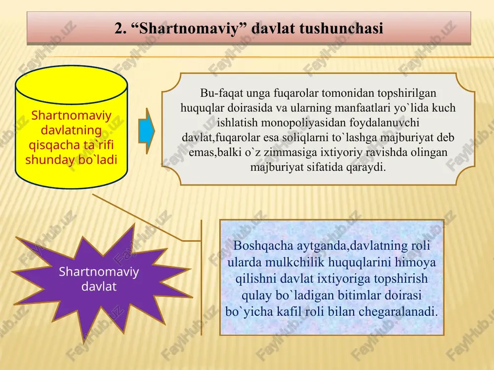 ichki qarzni to`lash mahalliy byudejtlarni moliyalash jami jami taqchillik soliqdan tashqari tushumlarning ulushi qanchalik yuqori bo`ls,davlatning iqtisodiyotiga aralashuvi shunchalik faol bo`ladi-bunday holatda uning roli shartnomalar bajarilishining oddiy kafili doirasidan tashqariga chiqadi davlatni u yoki bu xilga kiritishning birinchi mezoni-bu daromadlar turli moddalarning nisbati ikkinchi me`zon – davlat xarajatlarining tarkibi va birinchi navbatda real moliyalangan hamda davlat byudjeti to`g`risidagi qonunda qayd etilgan xarajatlar nisbati xarajatlar moddalari huquni muhofaza qilish faoliyati (adliyasiz) ijtimoiy-madaniy tadbirlar davlat boshqaruvi xalqaro faoliyat (shu jumladan davlatning tashqi qarziga xizmat ko`rsatish) muhofaza uchinchi mezon-byudjet taqchilligini moliyalash usullari.byudjet taqchilligini qoplashning uchta asosiy usuli-markaziy bankning hukumatga kreditlari,tashqi va ichki qarzlardan ekspluatatorlik davlati birinchisini afzal ko`radi byudjet taqchilligini moliyalash usullari mb kreditlari,tashqi kreditlar,qimmatli qog`ozlar xazina majburiyatlari 5. korrupsiya muammosi korrupsiya-bu nafaqat rivojlangan va o`tish iqtisodiyotiga ega bo`lgan mamlakatlarning,balki butun jahonning muammosi.jadvalda iqtisodiy rivojlanishi bo`yicha mutlaqo turlicha bo`lgan 50 ta mamlakat bo`yicha korrupsiyalanish indeksi keltirilgan. korrupsiya nazariyasining rivojlanishi davlatning iqtisodiyotidagi roli to`g`risidagi …
