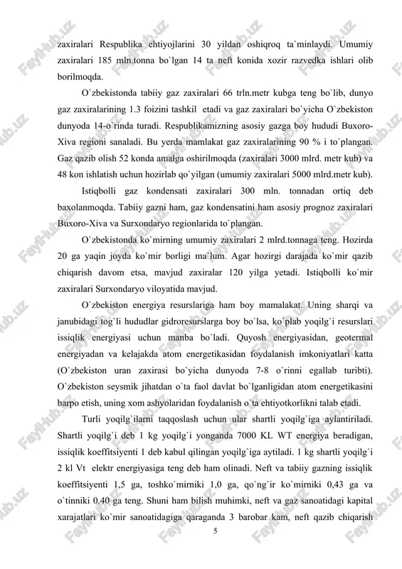 annovsk neft quvuri qurildi, neftni qayta ishlash zavodi kengaytirildi. shu davrda rus va chet el kapitali neft qazib olish uni qayta ishlash, neft mahsulotlarini sotishni to`la o`z nazoratiga oldi. “santo” – o`rta osiyo neft savdosi shirkati tashkil etildi. 1913 yilda jami 13 ming tonna neft qazib olindi. oktabr to`ntarishidan keyin neft konlari va neftni qayta ishlash korxonalari natsionalizatsiya qilinib, neft konlarini izlash, ishga tushirish uchun o`zbekistonga boshqa respublikalardan, ayniqsa rossiyadan ko`plab mutaxassislar kela boshladi. qo`qon shahrida “uzneft” (1924), termiz shahrida “termizneft” (1936) trestlari tashkil qilindi. 1940 yilda respublikada neft olinadigan konlar soni 11 taga yetdi. 1941-45 yillarda yangi neft konlari (farg`ona vodiysida janubiy olamushuk, polvontosh, andijon) ochildi. oltiariq zavodi kengaytirildi. o`sha davrda respublikada neft sanoatining infratuzilmasi ham vujudga keldi. 1945 yilda 478 ming tonna neft qazib olindi, 50-yillardan neft konlarida telemehanizatsiya vositalari qo`llanildi, turbinali burgilash joriy qilina boshladi. 1959 yilda farg`ona vodiysi va surxondaryo viloyatidagi 9 neft konining o`zidan 1460 …