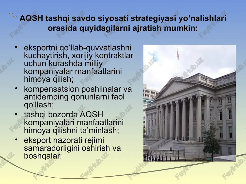 bank tizimi kelgusi taraqqiyotida jiddiy tarkibiy-funksional muammolarni to‘g‘diradi. ular qatoriga naqd pul oborotini samarali ishlab turishni ham kiritish mumkin. aqsh to‘lov tizimi taraqqiyoti bashorat (prognoz)lariga qaraganda hisob-kitoblarning pul vositalari joriy etilishiga qaramay, naqd holda to‘g‘ridan-to‘g‘ri banknotlar, tangalar va turli chek to‘lovlari vositalari-istiqbolda nafaqat muomiladan chiqmaydi, balki ishonchli milliy to‘lov vositasi bo‘lib qoladi. adabiyotlar mamatqulov x.m. jahon iqtisodiyoti va xalqaro iqtisodiy munosabatlar. ma’ruzalar kursi. samarqand, 2006. nazarova g.g., haydarov n.x xalqaro iqtisodiy munosabatlar. t.: 2005. shodiyev r.x., maxmudov e.r. jahon iqtisodiyoti. t., 2005. clua otabix no amepukkahckn