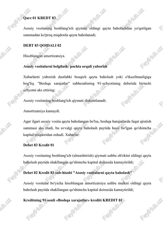 q qoldiqlari ko'rsatildi. bu aniq 2011 yil 1 yanvardan boshlab operatsion tizimni ishga tushirish vaqtida qayta baholash tartibi. yangi qoidalarga muvofiq buxgalteriya hisobida asosiy vositalarni qayta baholash hisobot yilining oxirida amalga oshirilishi kerak, bu esa 31 dekabrda buxgalteriya hisoboti va hisobotida ko'rsatiladi. bundan tashqari, qayta baholashni hisobga olish tartibi o'zgartirildi. nomoddiy aktivlarni qayta baholash qoidalariga shunga o'xshash o'zgarishlar kiritildi. biz ushbu yangiliklarning oqibatlari, xususan, joriy yilning hisobotida 2011 yil 1 yanvarda o'tkazilgan otni qayta baholash natijalarini qanday aks ettirish bilan shug'ullanamiz. buxgalteriya hisobida qayta baholash summalarining aks etishi ... asosiy vositani qayta baholashda uning boshlang'ich qiymati qayta hisoblanadi va agar ushbu ob'ekt ilgari qayta baholangan bo'lsa, joriy (almashtirish) qiymati hisoblanadi. shu bilan birga, ushbu ob'ektdan foydalanilgan butun davr uchun hisoblangan amortizatsiya summasi qayta hisoblab chiqiladi, buning uchun qayta baholash koeffitsienti qo'llaniladi. ushbu koeffitsientning qiymati asosiy vositalarning o'rnini to'ldirish qiymatini uning boshlang'ich qiymatiga (yoki oldingi qayta baholash kunidagi almashtirish qiymatiga) bo'lish …