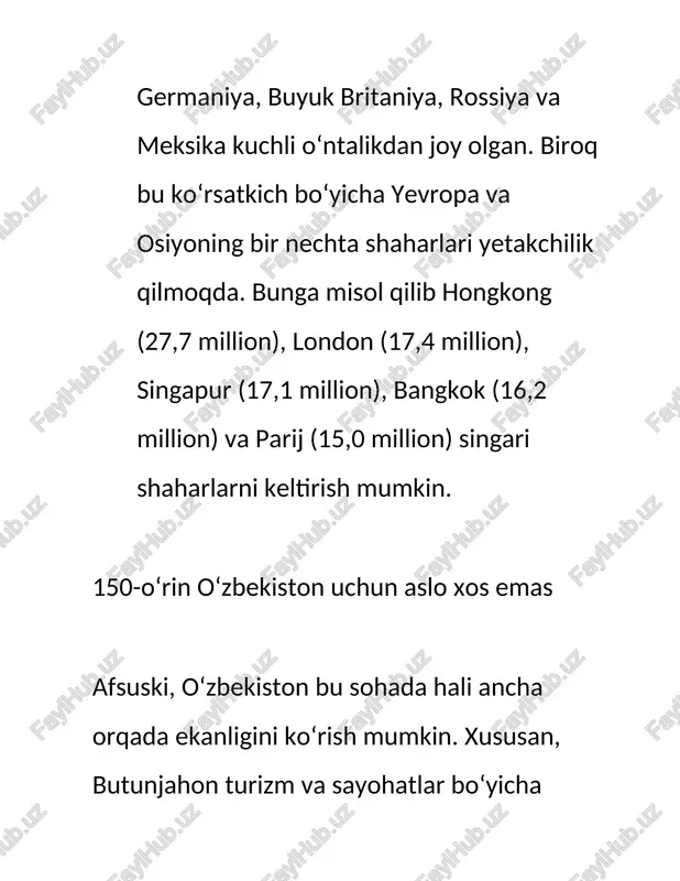 yurtimizda barcha sohalar qatorida turizmga ham katta e'tibor qaratishi bu sohada ko‘zga tashlanib kelinayotgan kamchilik va muammolarni bartaraf etish choralarini jadallik bilan amalga oshirilishida dasturulamal bo‘lib xizmat qilishi shubhasiz. o‘zbekiston yirik turizm salohiyatiga ega mamlakatlar qatorida o‘z o‘rni va ahamiyatiga ega ekan, demak biz mavjud imkoniyatlardan maksimal darajada foydalanishimiz kerak. hozirgacha xorijiy mamlakatlarda o‘zbekiston haqida ko‘proq ma'lumotlarni targ‘ibot qilishda oqsoqlikka yo‘l qo‘yilmoqda. xususan, bugungi kunda yurtimizga tashrif buyurayotgan aksariyat sayyohlar turizm firmalari tomonidan jalb etilmoqda. yevropaning deyarli barcha mamlakatlarida o‘zbekiston haqida aholida yetarlicha ma'lumot yo‘q. ular aynan turfirmalar orqali eshitib, qiziqish bildirib kelishmoqda. shu sohada xizmat qilayotganim bois, ko‘plab xorijiy sayyohlar bilan suhbatda bo‘laman. qolaversa, yevropa mamlakatlarida ijodiy uchrashuvlarda ishtirok etib kelaman. aynan shunday uchrashuvlarda ko‘plab shu kabi ko‘plab fikrlar bildiriladi. yevropaliklarning o‘zbekiston haqidagi tasavvurlari 2014 yildan boshlab o‘z hisobimdan germaniya va shveytsariya davlatlarida madaniy-ma'rifiy, adabiy-badiiy tadbirlar uyushtirib kelyapman. 2017 yilning bahor va kuz oylarida ham ana shu faoliyatimni davom …