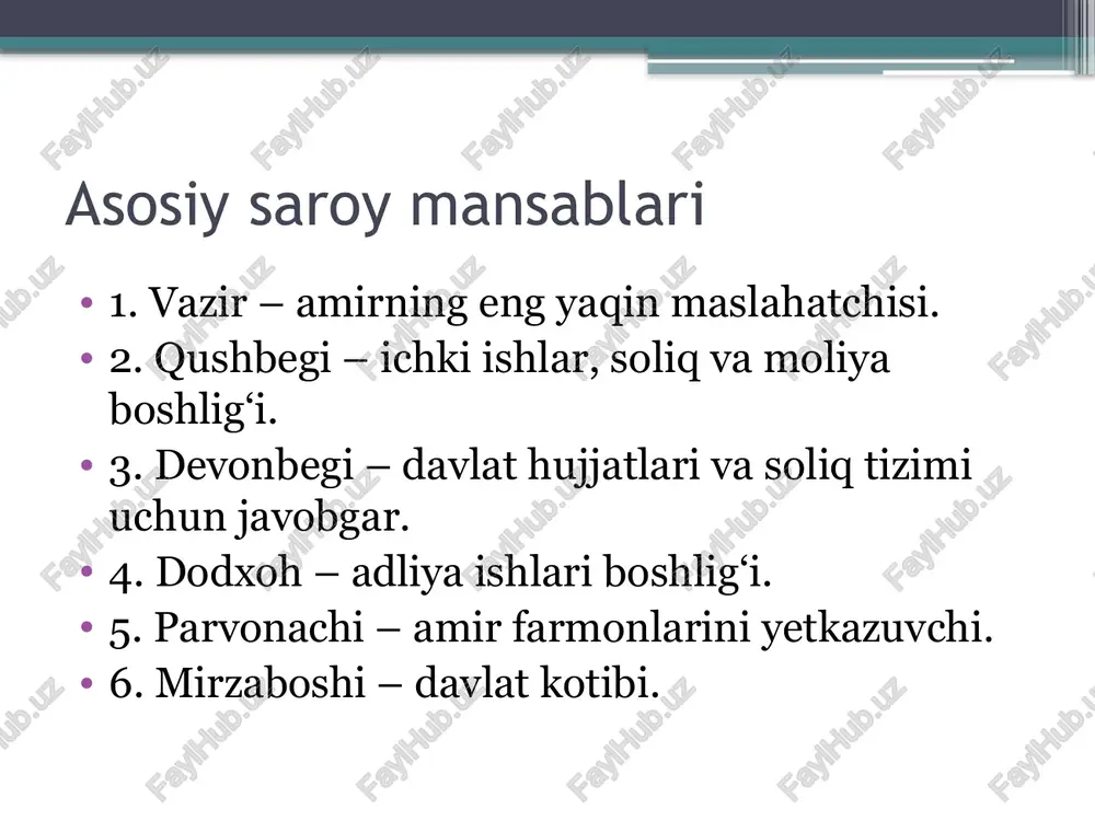buxoro amirligida saroy unvonlari va mansablari - Page 5