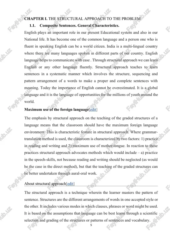 rangement or pattern of words. · the presence of function words: function words help in modifying meaning considered the following sentence - for e.g.: a) i ate an ice cream. b) i'm eating an ice cream. c) i will eat an ice cream. in the above given example, we can see the modified meaning. · the use of few inflections: by adding an affix, the base form of the word can be altered.e.g.: a) in verbs: i play; he plays; i am playing ; i played b) in nouns; one boy; two boys; one man c) in adjective and adverb: great – greater – greatest principles of the structural approach[edit] prof. f.g.french has entitled the following principles underlying the structural approach: 1. importance of framing language habits. 2. importance of speech – the structural approach is based on the principle of effective used of speech. 3. importance pupil's activity. 4. …