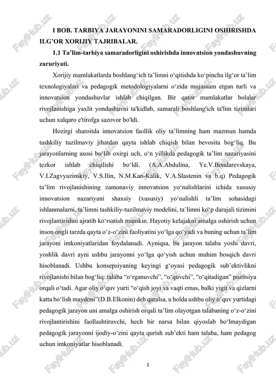 am baribir shaxs tanlash imkoniyatlarini chagaralaydi. ko‘p bosqichli tizimda o‘rta maxsus ta’lim tizimi asosida oliy ta’lim olish uchun imkoniyatlar mavjud bo‘lib, o‘zaro bog‘lovchi o‘quv rejasi ishlab chiqilgan. ushbu tizim ixcham hisoblanib, bitiruvchilarni uchinchi kursga qabul qilish bilan bog‘liq ko‘plab muammolar kelib chiqadi: qaysi mablag‘ asosida o‘qitish, birinchi o‘rinda pedagogika bilim yurti va pedagogika kollejlarida talabalarni egallagan bilimlari sifati masalasi turlicha gumon uyg‘otadi. 1997 yilda qabul qilingan “ta’lim to‘g‘risida” gi qonunga muvofiq oliy ta’limning ko‘p bosqichli tizimi yo‘lga qo‘yildi. oliy ta’limning ko‘p bosqichli tizimini ishlab chiqish va joriy etishni kuchli innovatsion jarayon sifatida belgilash mumkin. ushbu masalada g‘arbiy yevropa mamlakatlari tajribasi har tomonlama tahlil etilib, baho berildi va o‘zbekiston respublikasi sharoitida o‘zimizning mentalitetimizdan kelib chiqib, oliy ta’limning o‘ziga xos ko‘p bosqichli tizimi yaratildi. oliy pedagogik ta’limni ko‘p bosqichli mazmuni bizning sharoitimizda ikki darajali model: · umumiy (bazaviy-bakalaviriat va to‘liq (magistratura) ko‘rinishida amalga oshirilib, har biri o‘ziga avtonom hisoblanadi; · yaxlit tizim …