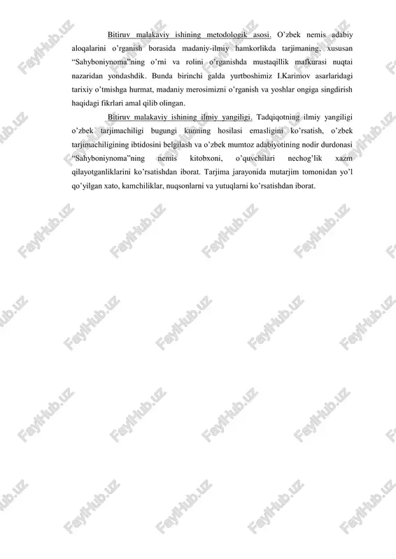 alarini yaxshi tashkil eta olmagan xorazm amirlari husayn boyqaroning hujumiga bardosh bera olmay, qochib ketadilar. bundan g’azablangan abusaid mirzo, tarixchi abdurazzoq samarqandiyning “matlaus-sa’dayn” (“ikki baxtning boshlanmasi”) asarida hikoya qilishicha, “hamma mirlar xorazm viloyatiga jo’nasinlar… gunohi ayon bo’lgan har bir kishiga sazo va jazo berilsin…”, deb buyruq qiladi. shu jumladan, amir nur said ham jang kunlari parvosizlik qilgani uchun gunohkor sanalgan edi. amirlar oliy farmonga binoan, xorazmga jo’nab, ahvolni batafsil biladilar: ”xorazm askarlarining soni ko’p bo’lishiga qaramay, zafarpanoh miroz sulton husaynning hujumiga bardosh bera olmay, birdaniga qochib qolgan ekan... amir pirdarvesh kuchin… amir saidni tutib olib, uni otga reja: kirish ishning umumiy tavsifi i bob m.solihning ijodi va faoliyati haqida 1.1. “shayboniynoma” – tarixiy doston 2.1. “shayboniynoma” ning badiiyligi va tili i bobga xulosa ii bob “shayboniynoma” - o’zbek-nemis adabiy aloqlari sarchashmasida 2.1. herman vamberi – tilshunos, sharqshunos, etnograf. 2.2. “shayboniynoma” - hermann vamberi tarjimasida. xulosa foydalinilgan adabiyotlar kirish ishning umumiy …