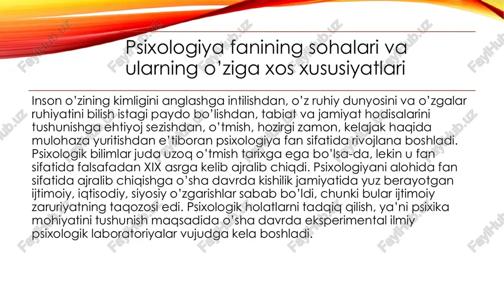 an vujudga kelgan. aviatsiya psixologiyasi tug’ilishining asosiy sababi uchuvchi apparatlar ishlatishda va boshqarishda inson omili xavfsizligiga hart- haroit yaratish ehtiyojidir. aviatsiya psixologiyasi psixologiyaning boshqa sohalari bilan uzviy bog’liqdir. muhandislik psixologiyasi muhandislik psixologiyasi — inson va mashina o’rtasidagi munosabatni, insonga mashinaning psixologik ta’sirini va insonning mashina bilan munosabati jarayonining psixologik qonuniyatlarini tadqiqot metodlari yordami bilan o’rganuvchi psixologiya sohasi. muhandislik psixologiyasi fan-texnika revolyutsiyasi ta’sirida vujudga kelgan bo’lib, quyidagi muammolarni tekshiradi: inson va ehm kabi avtomatika tizimi yuklamasida inson vazifasini tahlil qilish; ehm operatorlarining hamkorlik faoliyatida muloqot jarayoni va ularning o’zaro ta’sirini tadqiq qilish; 3) operator faoliyatining psixologik tuzilishini tahlil etish; 4) operator ishining sifatiga, tezligiga, samaradorligiga ta’sir qiluvchi omillarni tekshirish; 5) inson tomonidan axborotqqabul qilishni tadqiq etish; 6) operator faoliyatini boshqarish mexanizmini o’rganish;7) ehm ni boshqarishdagi buyruqlarni inson tomonidan qabul qilish xususiyatini aniqlash; 8) operatorlar uchun psixodiagnostika va proforientatsiya metodlarini ishlab chiqish; 9) operatorlarni o’rganishni optimallashtirish. muhandislik psixologiyasining yuqoridagi muammolarini tekshirish natijasida …