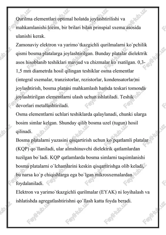 analni tashki etuvchi universal asinxron yoki universal sinxron ma’lumotlarni qabul qilib uzatuvchi (universal synchronous/asynchronous receiver and transmitter – uart tili usart), mk rini tashqi olam bilan bog’lovchi qulay va sodda interfeys.bir paytning o’zida ham ma’lumot uzatib, ham qabul qilib ishlash xususiyatiga ega.u ,, rs – 232 ’’ protokoliga asosan personal computer (pc) bilan bog’lana olish imkonini berdi. ketma-ket pereferik interfeys.spi spi (serial peripheral interface) interfeysi ikki qurulma o’rtasida ma’lumot almashinish uchun mo’ljallangan.uning yordamida raqamli potensiometr, rao’ / aro’ (sap / atsp), (flash-pzu) flash – dxq , mk va boshqa qurilmalararo ma’lumot almashishni amalga oshiradi.bu interfeys orqali bir necha xil mk avr lar bilan ma’lumot almashish juda qulay . bundan tashqari spi – interfeysi orqali mk ni programmalashtirish amalga oshiriladi. ikki o’tkazgichli ketma-ket interfeys twi ikki o’tkazgichli ketma – ket interfeys twi (two-wire serial interface) ,, philips ’’ firmasining 12c interfeysidan ko’chirma bo’lib, u har xil turdagi 128 tagacha qurilmani taktli …
