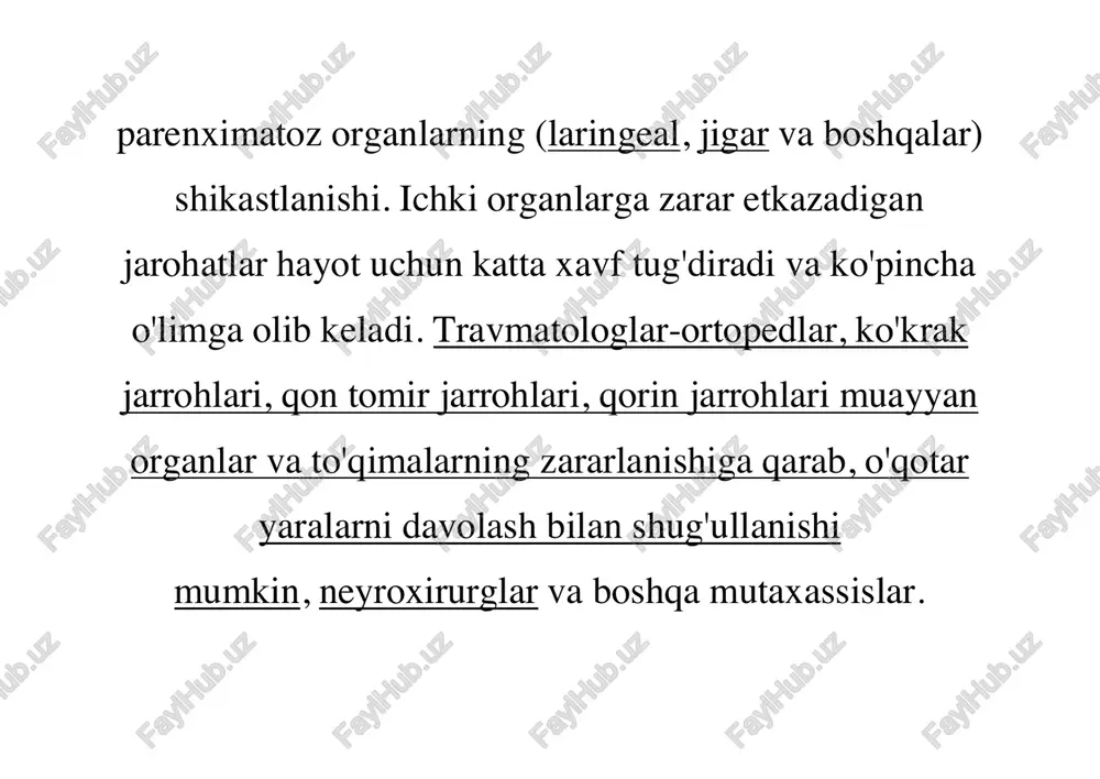 ions-urology/urologist jarrohi. yurak urishi va qon bosimini nazoratqilish, shuningdek, qon yo'qotishlarini baholash va hipovolemik shokni o'z vaqtida aniqlash uchun takroriy qon testlarini bajarish kerak. otashin jarohatni davolash avvalo, qon ketishni to'xtatish kerak. kichkina yoki mo " tadil qon ketish bilan yara bosim bandaji bilan yopiladi, ko'p miqdorda turniket zararlanish joyidan yuqori https://www.krasotaimedicina.ru/treatment/electrophysiological-cardiology/bp-monitoring bo'ladi. jabrlanuvchiga og'riq qoldiruvchi vositalar beriladi, agar iloji bo'lsa, analjeziklarni mushak ichiga yuborish mumkin. bemor gorizontal holatga (ko'krak qafasidagi jarohatlardan tashqari, nafas olishni engillashtirish uchun bemorga yashash yoki yarim o'tirgan joy berilishi kerak), maxsus shinalar yoki imo- ishorali vositalar yordamida immobilizatsiyani amalga oshiradi. agar jabrlanuvchini asalga etkazib berish. muassasa qiyin yoki birlamchi tibbiy yordam punktida kechiktiriladi, piyodalarga qarshi choralar amalga oshiriladi va yara infektsiyasini oldini oladi, antibiotiklar mushak ichiga kiritiladi, yara kanalini antibiotiklar bilan yuvadi, shuningdek, yara hududini kesadi. ixtisoslashtirilgan muassasada tibbiy tadbirlarning hajmi va tartibi bemorning ahvolini hisobga olgan holda aniqlanadi. ular bcc ni to'ldiradilar, piyodalarga qarshi …