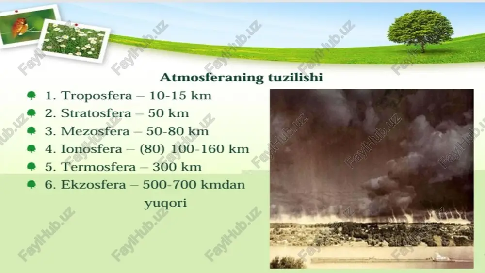 o'lganda ham yuzalarda muzlashi mumkin. bu nozik shakllanishlar qishki manzaraga sehr qo'shadi. gidrosferaning tarkibi suv bug'ining qayta aloqa mexanizmi atmosferadagi suv suv bug'ining qayta aloqa mexanizmida hal qiluvchi rol o'ynaydi. harorat ko'tarilgach, havoga ko'proq suv bug'lanadi, bu esa atmosferada suv bug'ining ko'payishiga olib keladi. bu qo'shimcha suv bug'i issiqxona gazi vazifasini bajaradi, atmosferada issiqlikni ushlab turadi va isinish effektiga hissa qo'shadi. ushbu ijobiy qayta aloqa halqasi dastlabki harorat o'zgarishini kuchaytirishi mumkin. suv bug'ining qayta aloqa mexanizmini tushunish kelajakdagi iqlim tendentsiyalarini bashorat qilish va global isishning sayyoramizga ta'sirini yumshatish uchun samarali strategiyalarni ishlab chiqish uchun juda muhimdir. 1 2 3 atmosferaning gidrologik sikli atmosferadagi suv gidrologik tsiklda hal qiluvchi rol o'ynaydi, bunda suv okeanlar, ko'llar va daryolardan bug'lanadi, bulutlarga aylanadi va yog'ingarchilik sifatida yerga qaytadi. atmosferadagi gidrologik aylanish - bu suv bug'ining atmosfera orqali harakatlanishini o'z ichiga olgan, yer haroratini tartibga solishga va suv resurslarini butun dunyo bo'ylab taqsimlashga yordam beradigan …