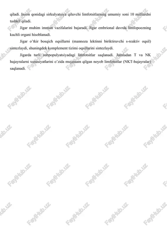 , 2017. – 29 b. 2. mirziyoyev sh.m. qonun ustuvorligi va inson manfaatlarini ta’minlash yurt taraqqiyoti va xalq farovonligining garovi.“o’zbekiston” nmiu, 2017.– 47 b. 3. bazarov x.k., abdulakimova a.b. veterinariya virusologiyasidan o’quv qo’llanma. samarqand 2016 y. 4. samuylenko a.ya., “infektsionnaya patologiya jivotnix” tom 1 moskva 2009. 5. petrov r.v. immunologiya. uchebnik. moskva 1983 y internet saytlari: 1. www.ziyo.net.uz. 2. www.vetjurnal.uz 3. www.sea@mail.net21 4. www.veterinariy.actavis 5. www.fvat@.academy.uzsci.net
